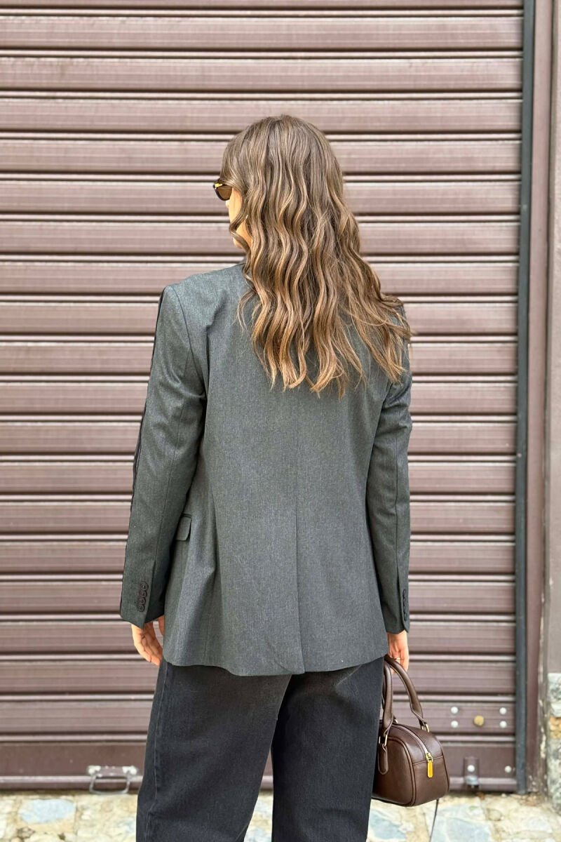 SIMPLE CLASSIC ONE COLOR WOMEN JACKET DARK GREY/GEE - 3