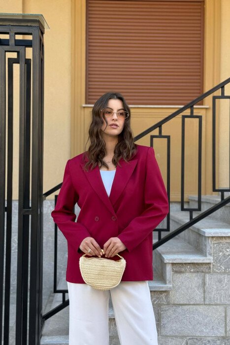 SIMPLE CLASSIC WOMAN JACKET BURGUNDY/VISHNJE - 3