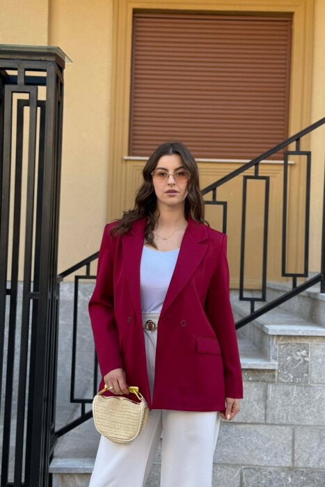 SIMPLE CLASSIC WOMAN JACKET BURGUNDY/VISHNJE - 4