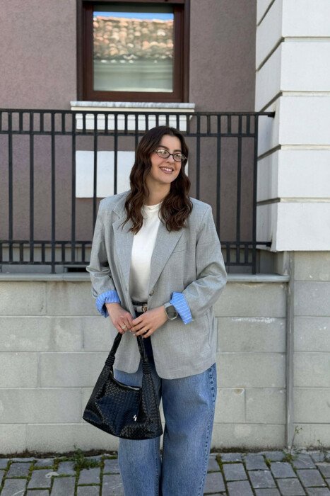SIMPLE CLASSIC WOMEN JACKET GREY/GRI - KLAUDIO FASHION