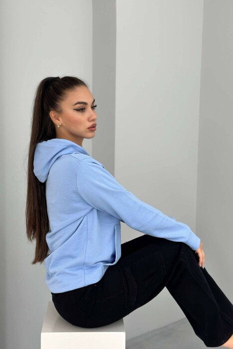 SIMPLE COTTON HOOD WOMAN HOODIE LIGHTBLUE/BZ - 2