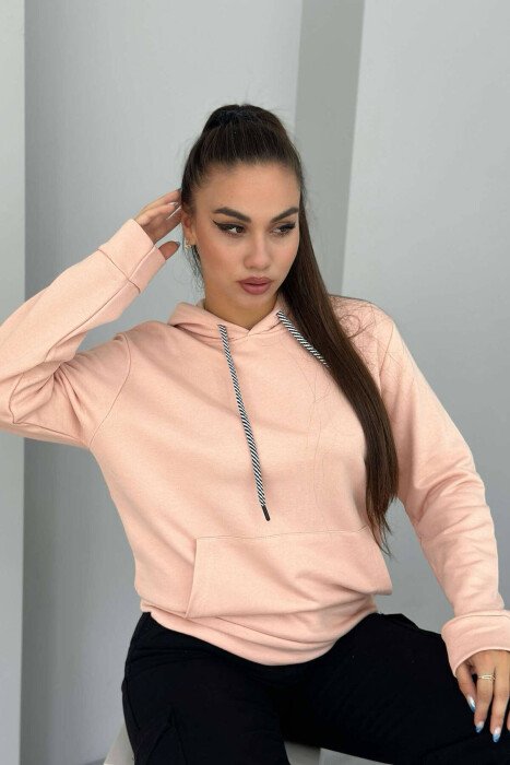 SIMPLE COTTON HOOD WOMAN HOODIE POWDER/PUDER 