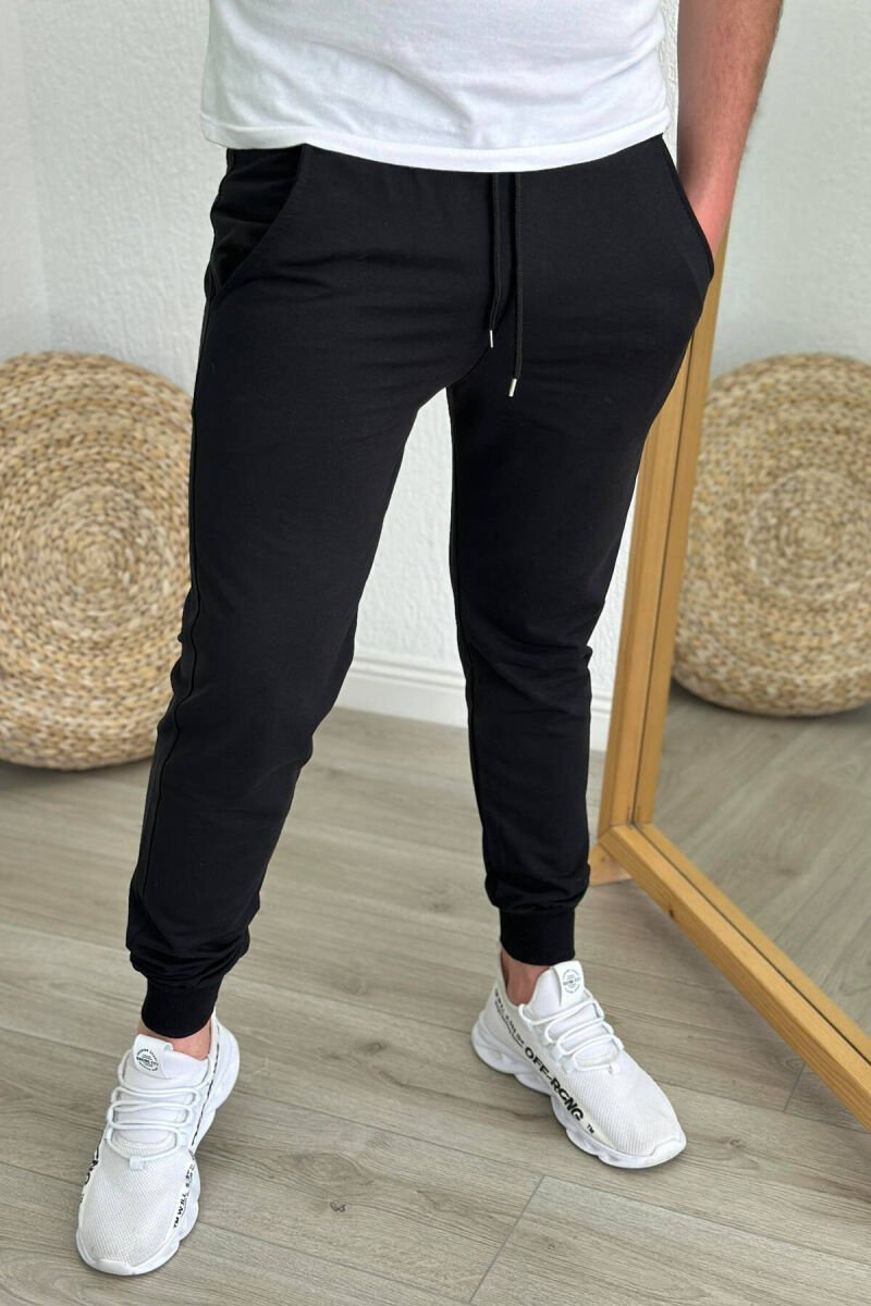 SIMPLE COTTON MEN SWEATPANTS BLACK/ E ZEZE - 1