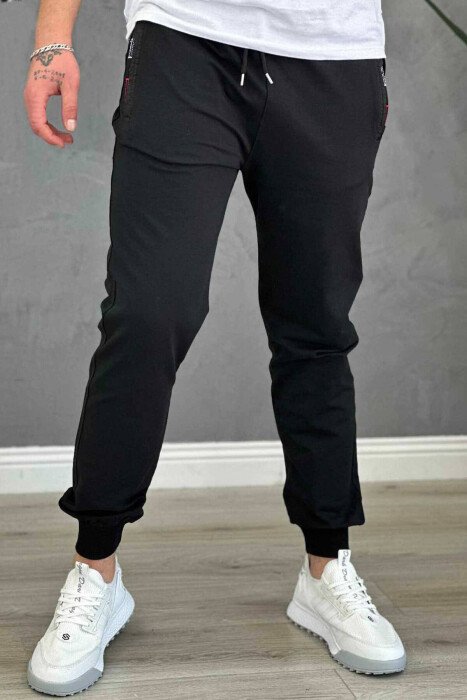 SIMPLE COTTON MEN SWEATPANTS BLACK/ E ZEZE - KLAUDIO FASHION