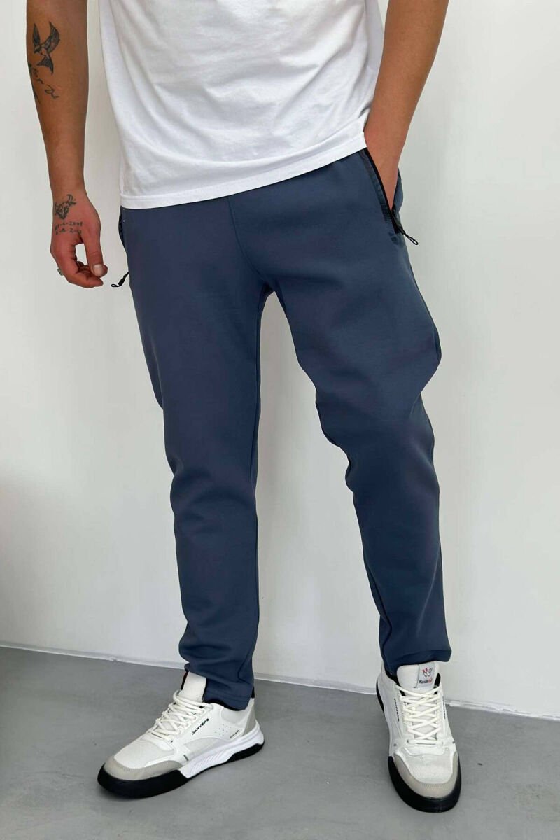 SIMPLE COTTON MEN SWEATPANTS BLUE/BLU - 1