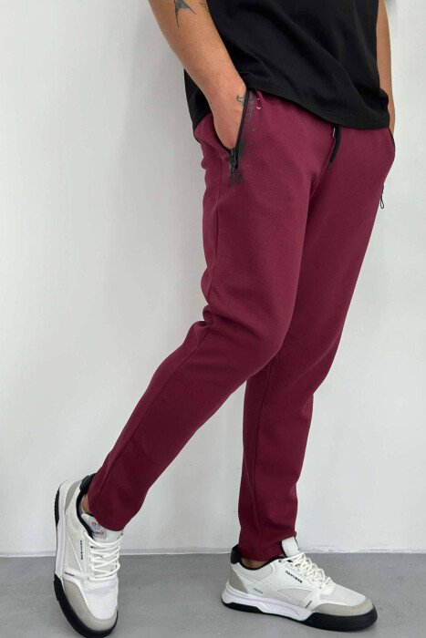 SIMPLE COTTON MEN SWEATPANTS BURGUNDY/VISHNJE - 3