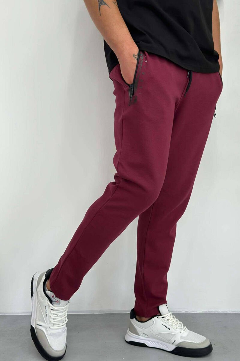 SIMPLE COTTON MEN SWEATPANTS BURGUNDY/VISHNJE - 3