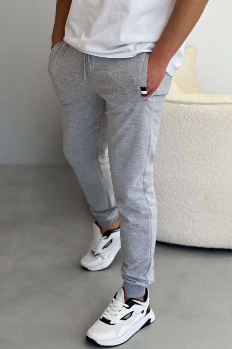 SIMPLE COTTON MEN SWEATPANTS LIGHT GREY/GZ - KLAUDIO FASHION