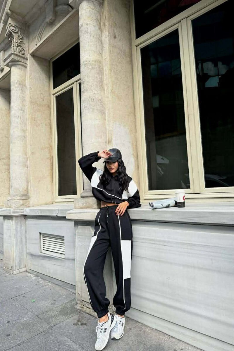 SIMPLE CROPPED HOODIE+JOGGERS WOMEN SET BLACK/ E ZEZE - 4