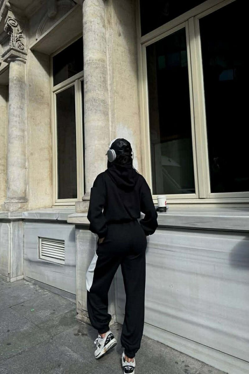 SIMPLE CROPPED HOODIE+JOGGERS WOMEN SET BLACK/ E ZEZE - 5