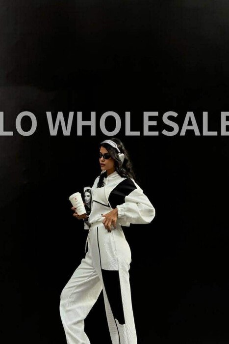 SIMPLE CROPPED HOODIE+JOGGERS WOMEN SET WHITE-E BARDHE - 3
