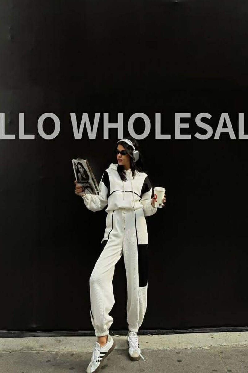 SIMPLE CROPPED HOODIE+JOGGERS WOMEN SET WHITE-E BARDHE - 6