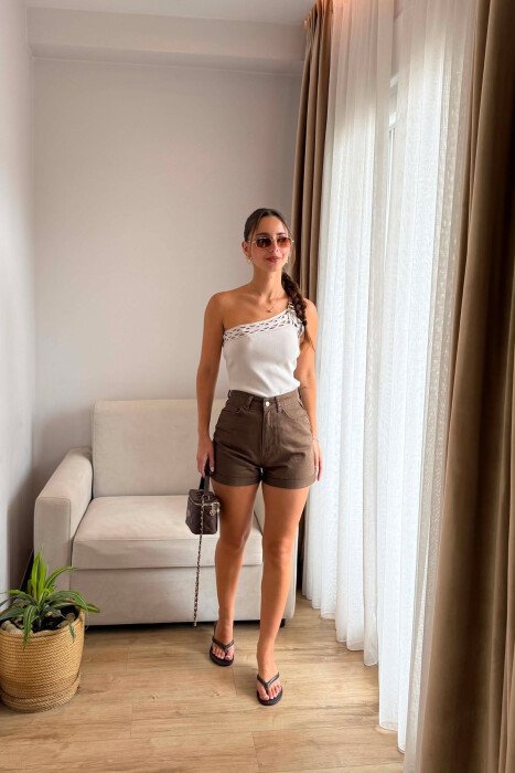 SIMPLE DENIM WOMAN SHORTS BROWN/KAFE - 2