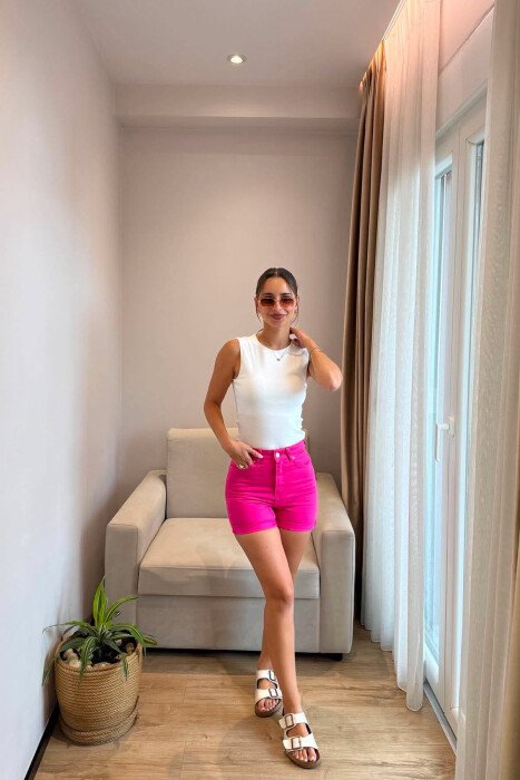 SIMPLE DENIM WOMAN SHORTS FUCHSIA/CIKLAMI - KLAUDIO FASHION