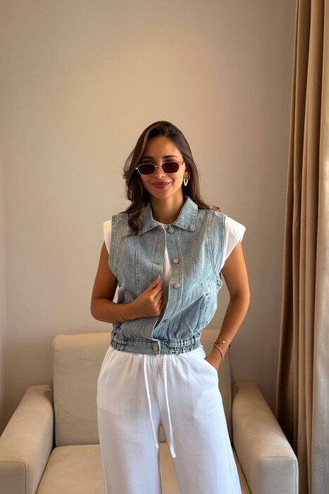SIMPLE DENIM WOMAN VEST LIGHTBLUE/BZ - 2