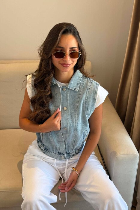 SIMPLE DENIM WOMAN VEST LIGHTBLUE/BZ - 6
