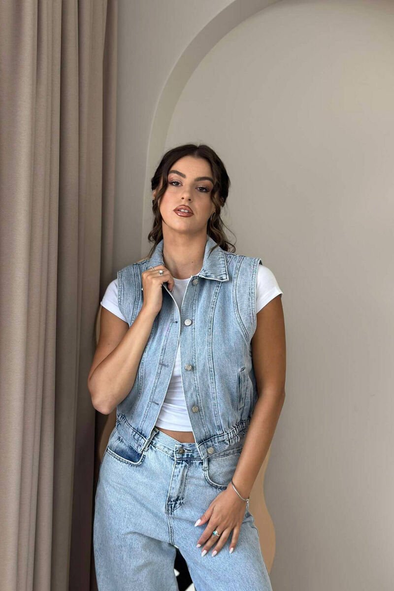 SIMPLE DENIM WOMAN VEST LIGHTBLUE/BZ - 2
