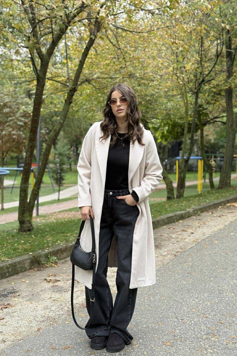 SIMPLE DESIGN LONG WOMEN COAT LIGHT BEIGE/BZHZB - 7