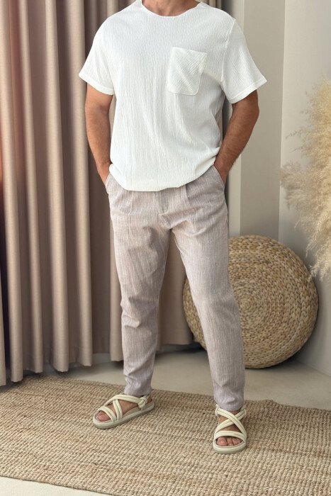SIMPLE DESIGN MEN PANTS LIGHT BEIGE/BZHZB - 2