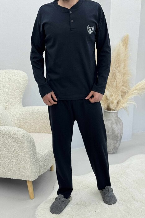 PIZHAME ME DIZAJN TË THJESHTË PËR MESHKUJ NË NGJYRË BLU - KLAUDIO FASHION