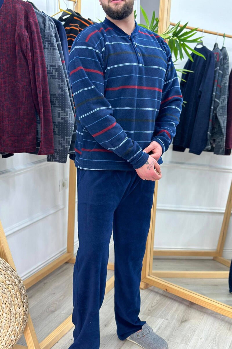 SIMPLE DESIGN MEN PYJAMAS DARK BLUE/BEE - 2