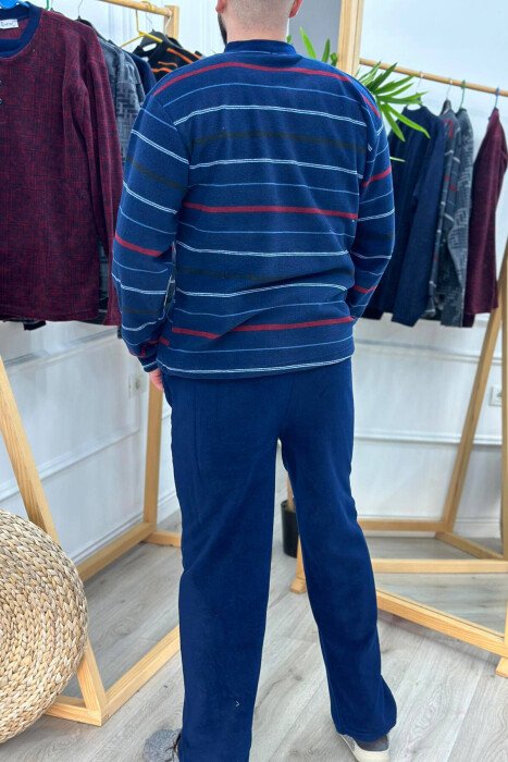 SIMPLE DESIGN MEN PYJAMAS DARK BLUE/BEE - 3