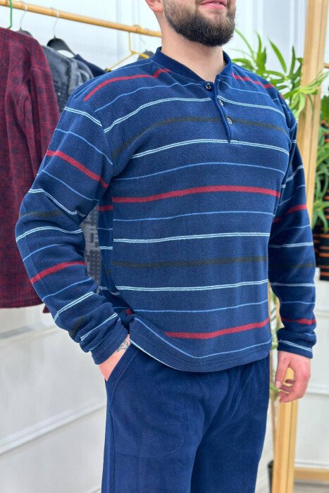 SIMPLE DESIGN MEN PYJAMAS DARK BLUE/BEE - 4