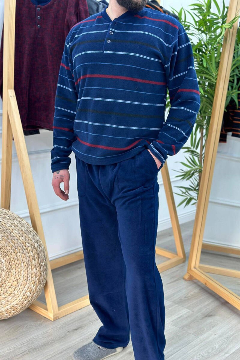 SIMPLE DESIGN MEN PYJAMAS DARK BLUE/BEE - 1