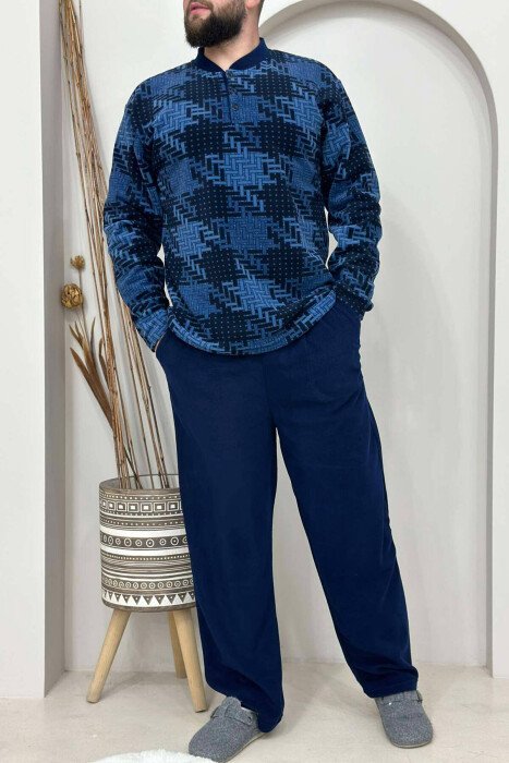 SIMPLE DESIGN MEN PYJAMAS DARK BLUE/BEE - 1