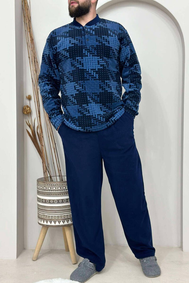 SIMPLE DESIGN MEN PYJAMAS DARK BLUE/BEE - 1