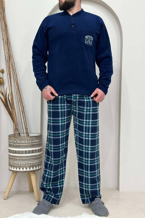 SIMPLE DESIGN MEN PYJAMAS DARK BLUE/BLU - 1