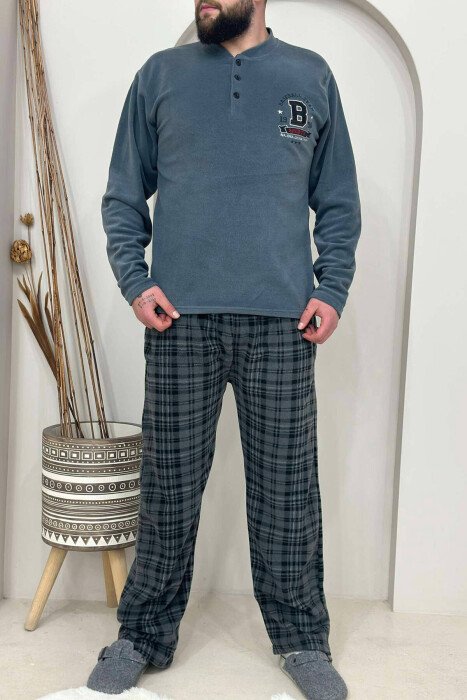 SIMPLE DESIGN MEN PYJAMAS GREY/GRI - KLAUDIO FASHION