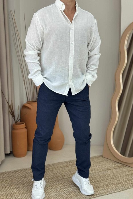SIMPLE DESIGN ONE COLOR MEN PANTS BLUE/BLU - KLAUDIO FASHION