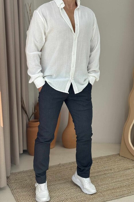 SIMPLE DESIGN ONE COLOR MEN PANTS BLUE/BLU - 1