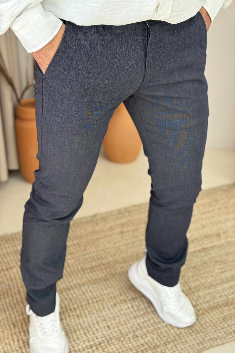SIMPLE DESIGN ONE COLOR MEN PANTS BLUE/BLU - 4