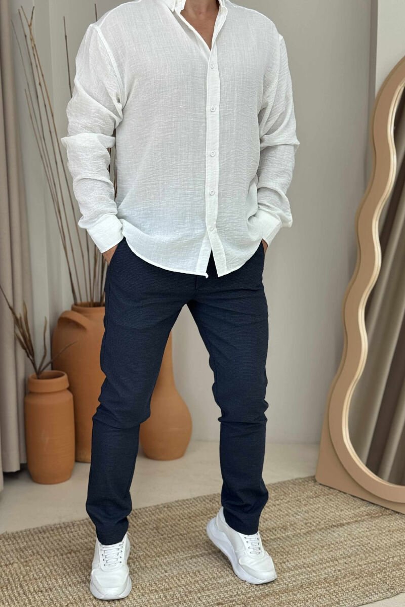SIMPLE DESIGN ONE COLOR MEN PANTS DARK BLUE/BEE - 1