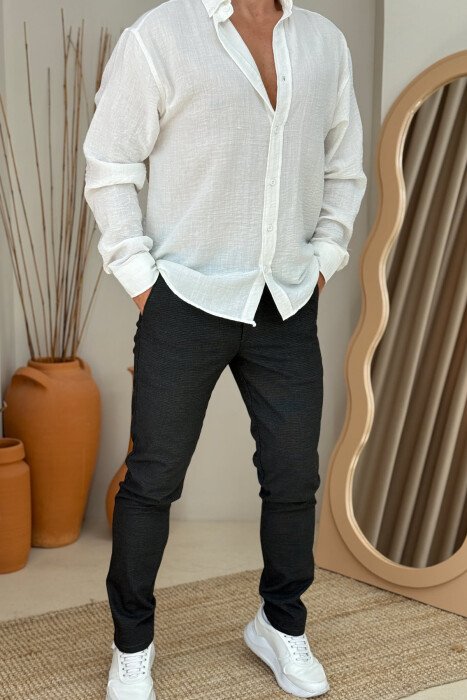 SIMPLE DESIGN ONE COLOR MEN PANTS DARK GREY/GEE - KLAUDIO FASHION