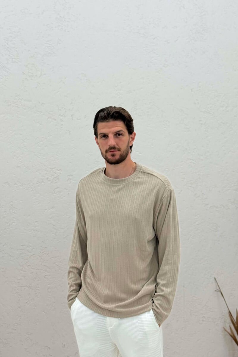 SIMPLE DESIGN ONE COLOR MEN SWEATSHIRT BEIGE/BEZHE - 1