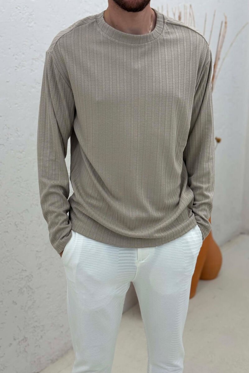 SIMPLE DESIGN ONE COLOR MEN SWEATSHIRT BEIGE/BEZHE - 3
