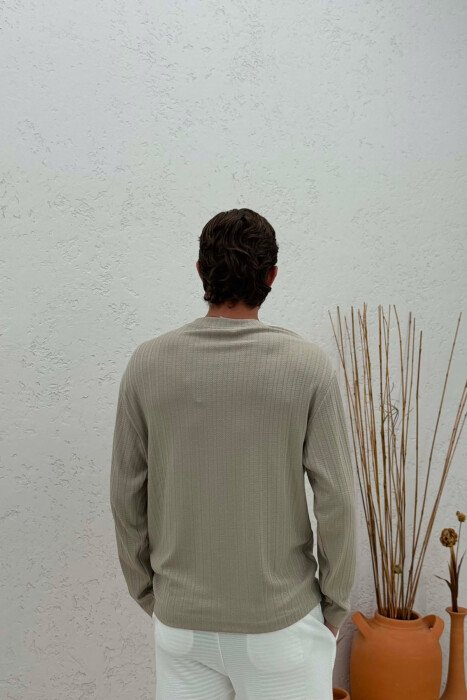 SIMPLE DESIGN ONE COLOR MEN SWEATSHIRT BEIGE/BEZHE - 4