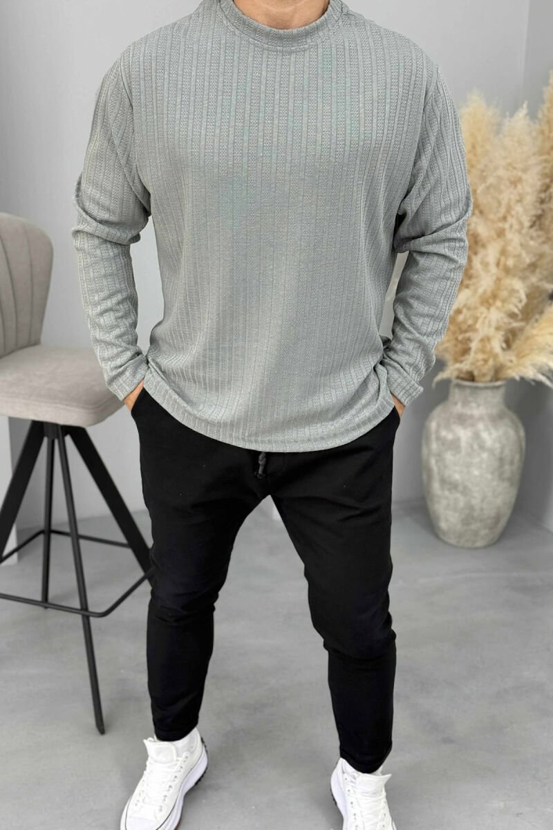 SIMPLE DESIGN ONE COLOR MEN SWEATSHIRT GREY/GRI - 1