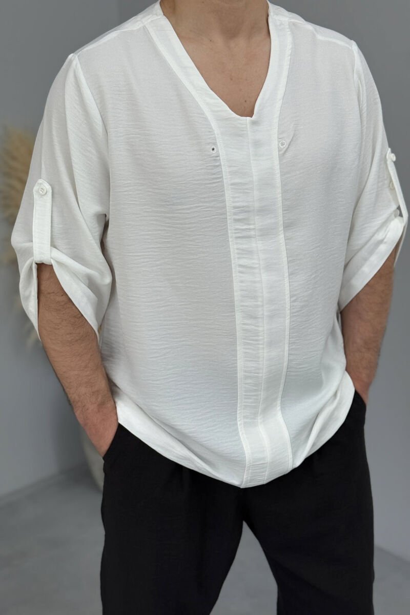 SIMPLE DESIGN ONE COLOR MEN T-SHIRT WHITE-E BARDHE - 1