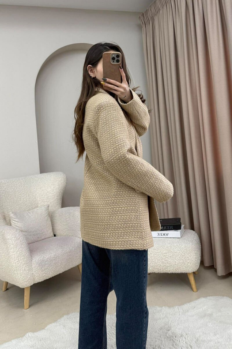 SIMPLE DESIGN ONE COLOR WOMEN JACKET BEIGE/BEZHE - 5