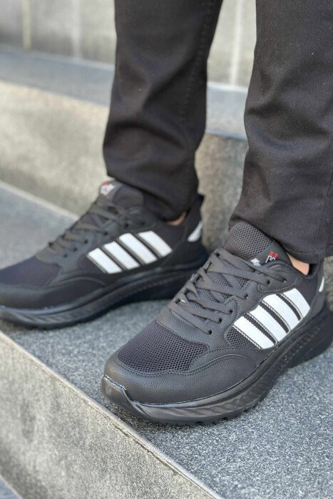 SIMPLE DESIGN PLATFORM MEN SNEAKERS BLACK-BLACK-WHITE/ZZB - KLAUDIO FASHION
