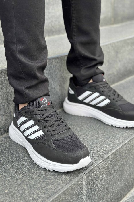SIMPLE DESIGN PLATFORM MEN SNEAKERS BLACK-WHITE/ZB - KLAUDIO FASHION