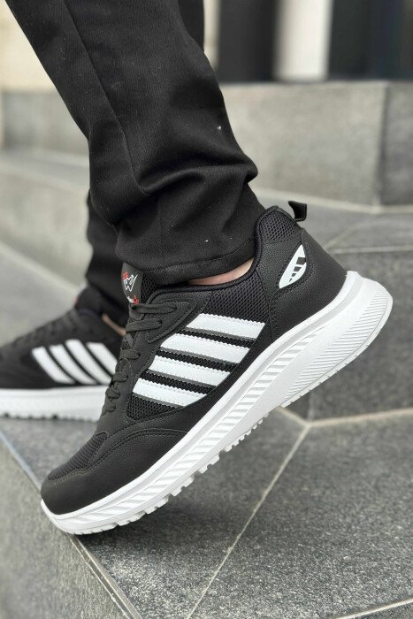 SIMPLE DESIGN PLATFORM MEN SNEAKERS BLACK-WHITE/ZB - 3