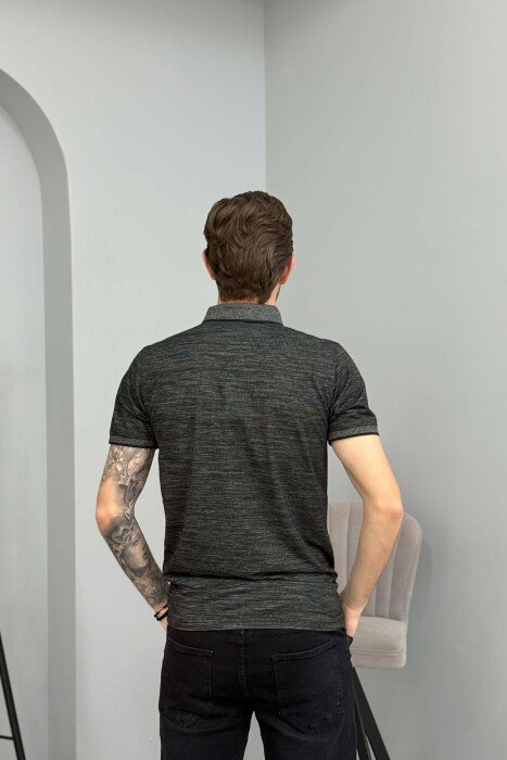 SIMPLE DESIGN POLO NECK MEN T-SHIRT BLACK/ E ZEZE - 2