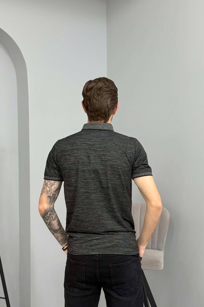SIMPLE DESIGN POLO NECK MEN T-SHIRT BLACK/ E ZEZE - 2