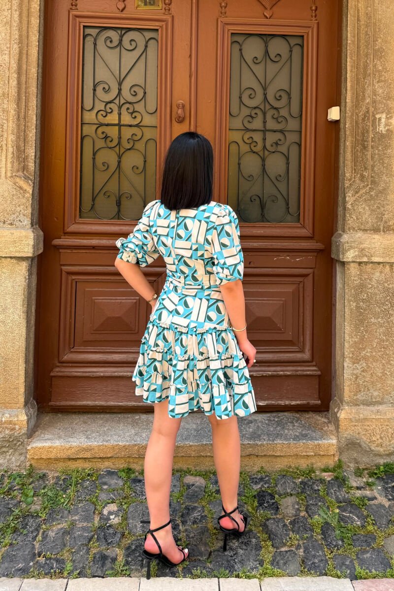 SIMPLE DESIGN WOMAN DRESS LIGHTBLUE/BZ - 5