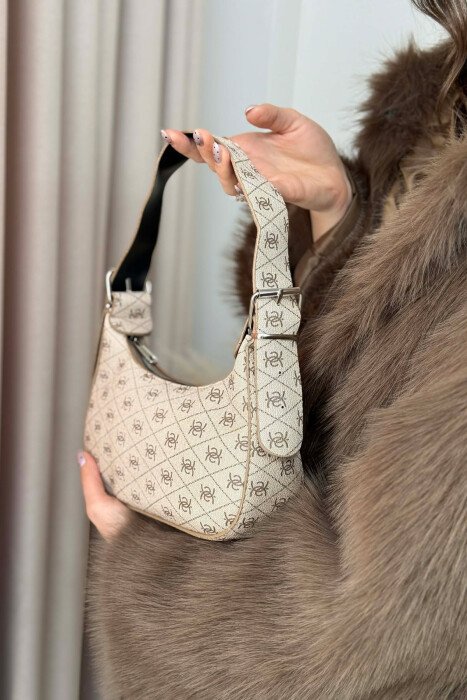 ÇANTE E THJESHTE ME DIZJAN PER FEMRA NE NGJYRE BEZHE - KLAUDIO FASHION